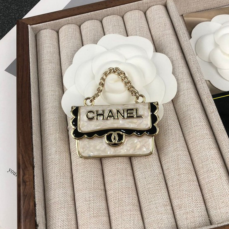 18K  Chanel White Bag Brooch