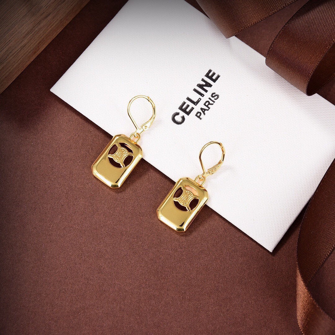 18K Celine Square Hoops Earrings