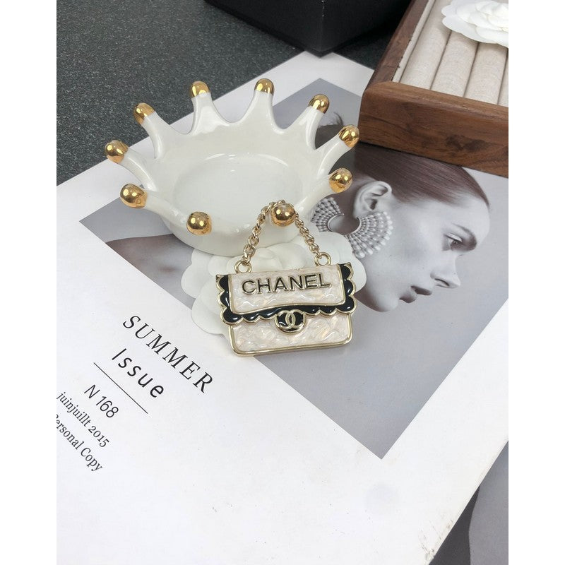 18K  Chanel White Bag Brooch