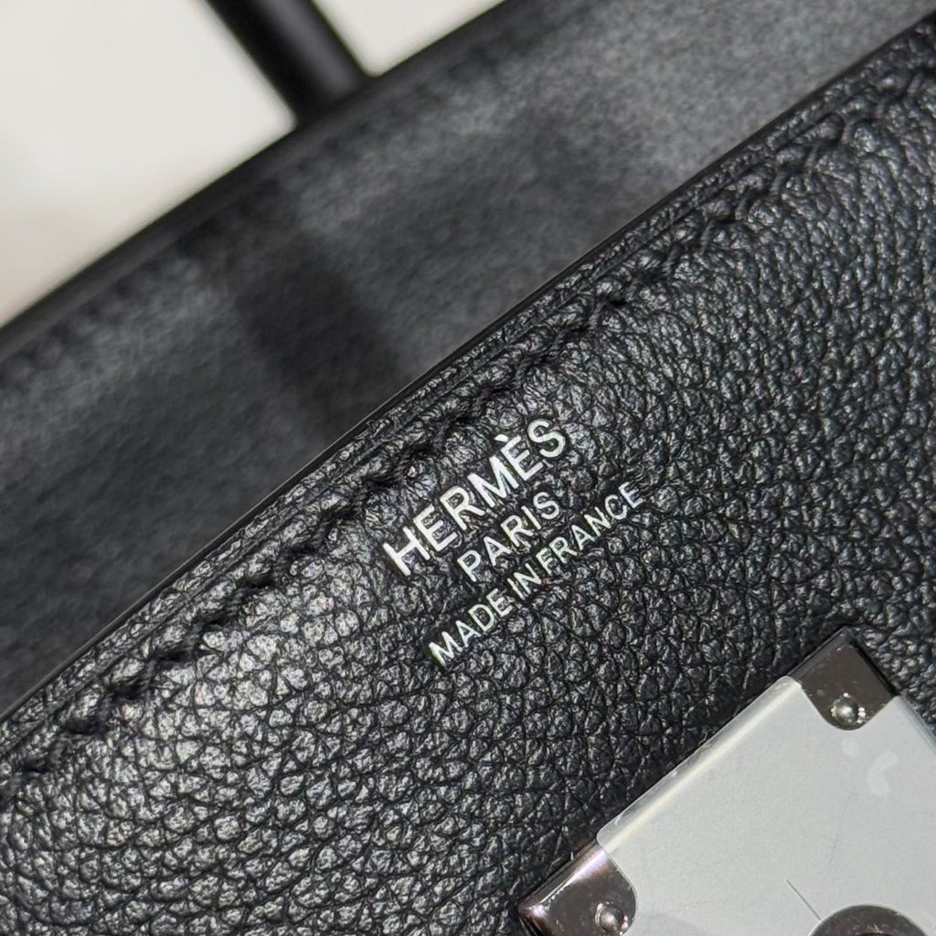 HERMES 25S SHOULDER BIRKIN 29 IN BLACK CALFSKIN SILVER HARDWARE