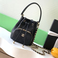 CHANEL 25S MINI BUCKET BAG 12 IN BLACK CALFSKIN GOLD HARDWARE